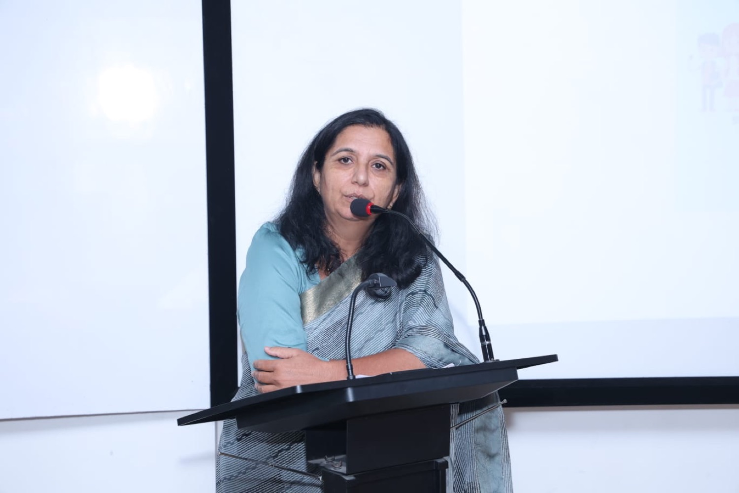 Faculty member giving the opening address